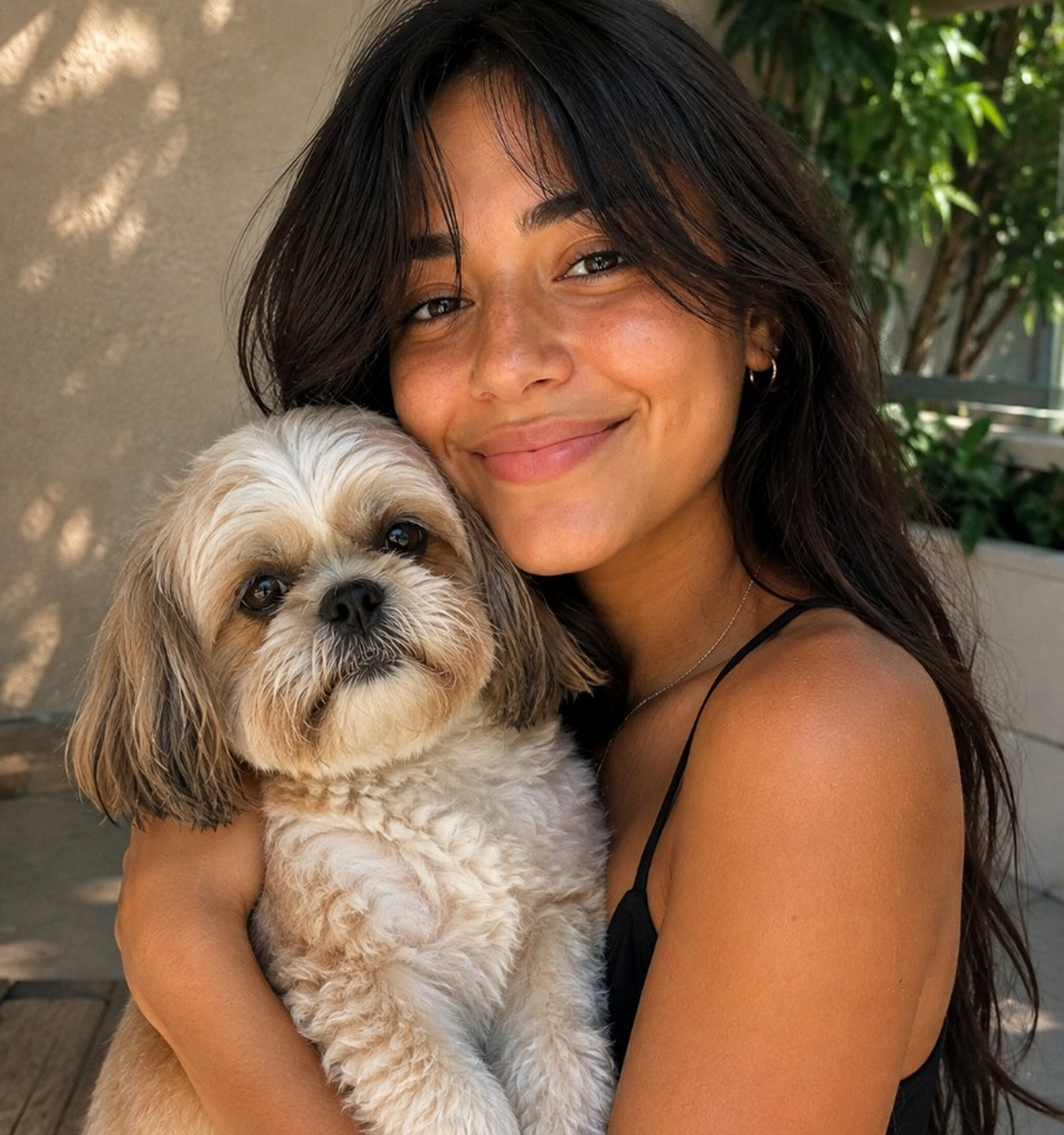 Capa de Irreal, com Marina abraçada a um cachorro